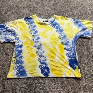 Nilly Dee Tie Dye T Shirt Mens L Yellow Blue Graphic Print Short Sleeve‎ Casual